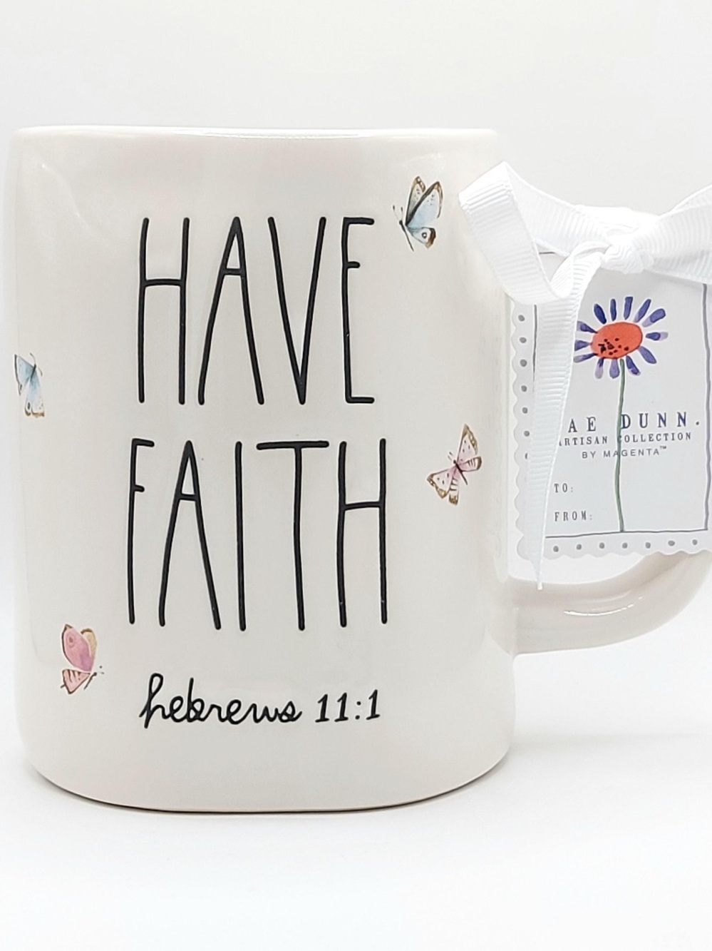 Rae Dunn Have Faith Hebrews 11:1 Ceramic Coffee Mug NWT - Picture 2 of 7
